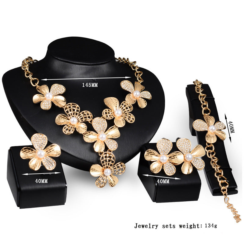 Gold Jewelry Exaggerated Alloy Four-piece Set - Luxe Orna