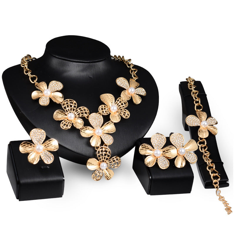 Gold Jewelry Exaggerated Alloy Four-piece Set - Luxe Orna