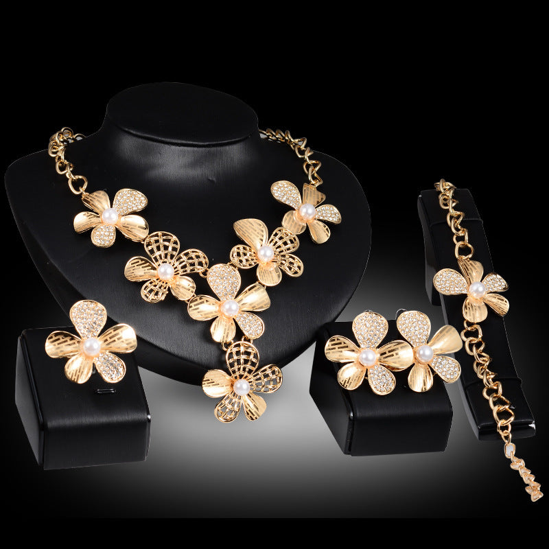 Gold Jewelry Exaggerated Alloy Four-piece Set - Luxe Orna