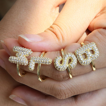 Balloon Bubble Cute 26 English Letters Open Ring - Luxe Orna