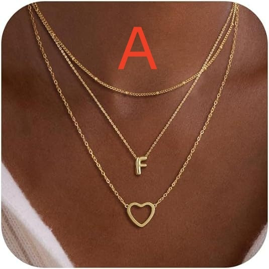 Bubble 26 Letter Necklace Stainless Steel Multi-layer Initial Letter Safety Pin - Luxe Orna