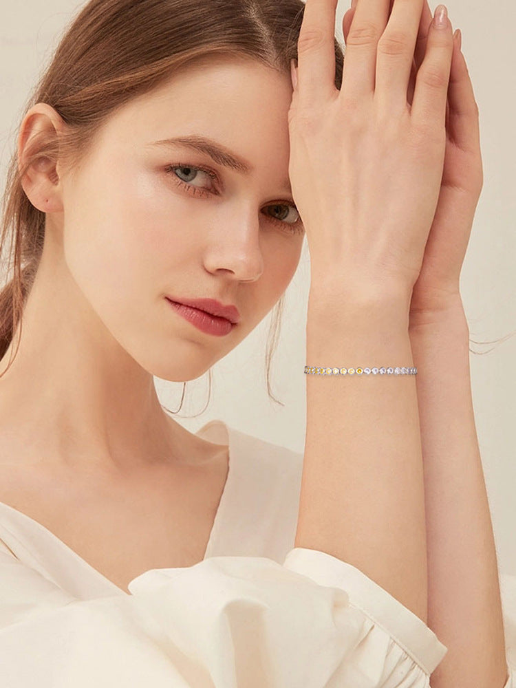 S925 Sterling Silver Two-tone Zircon Fashion All-match Bracelet - Luxe Orna