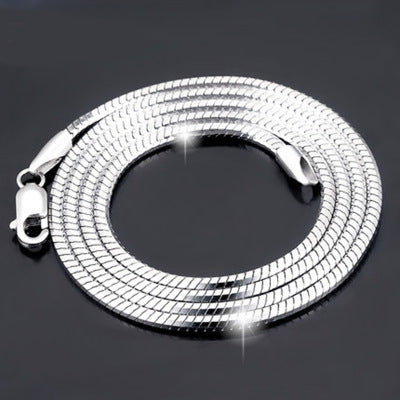 Sterling Silver Plated platinum necklace chain jadoku men clavicle silver chain Korean fashion collar men and women lovers of silver - Luxe Orna