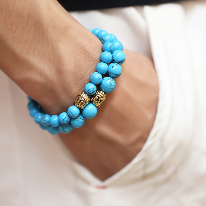 Buddha head stone hip hop bracelet - Luxe Orna