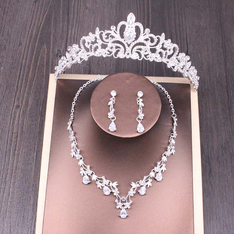 Bridal Rhinestone Crown Necklace Set Wedding Accessories - Luxe Orna