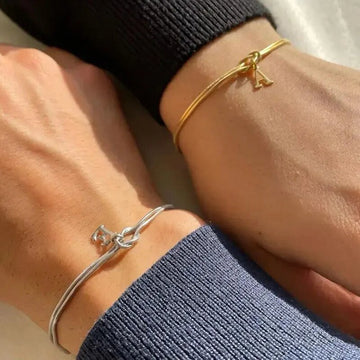 New Letter A-Z Love Knot Bracelets For Women Couple Gold Color Dainty Snake Chain Charm Bracelet Stainless Steel Jewelry Gift Valentine's Day Gifts - Luxe Orna
