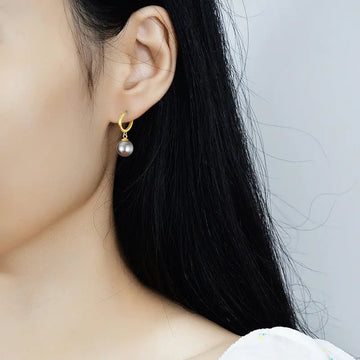 S925 Sterling Silver Earrings Ear Button Pearl - Luxe Orna