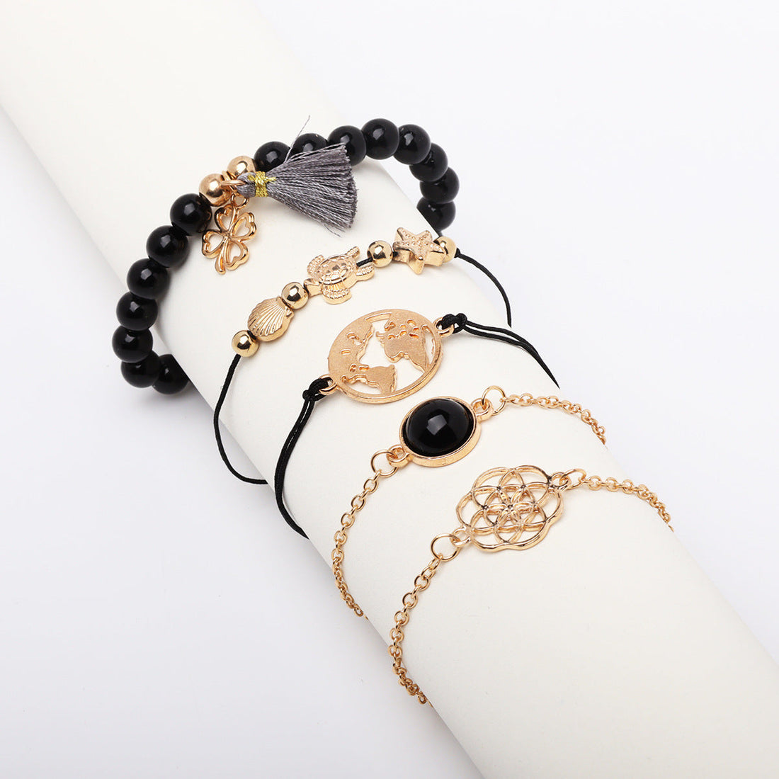 Fashion Turtle Drip Oil Tassel Bracelet Five Piece Set - Luxe Orna