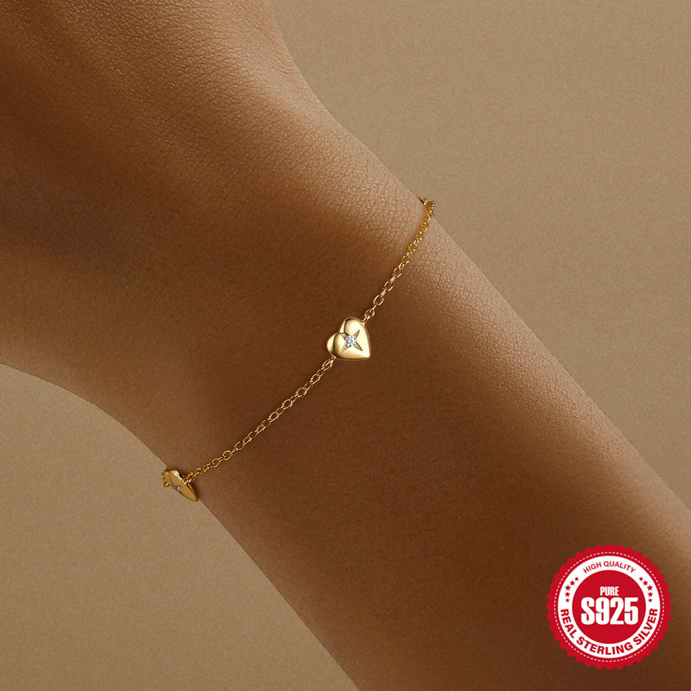 Loving Heart In Sterling Silver Twin Women's Bracelet - Luxe Orna