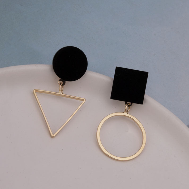 Asymmetric Geometric Round Triangle Earrings - Luxe Orna