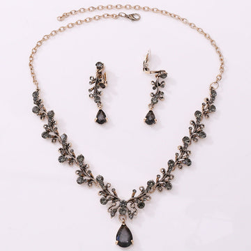 Bridal Rhinestone Zircon Earring Necklace - Luxe Orna