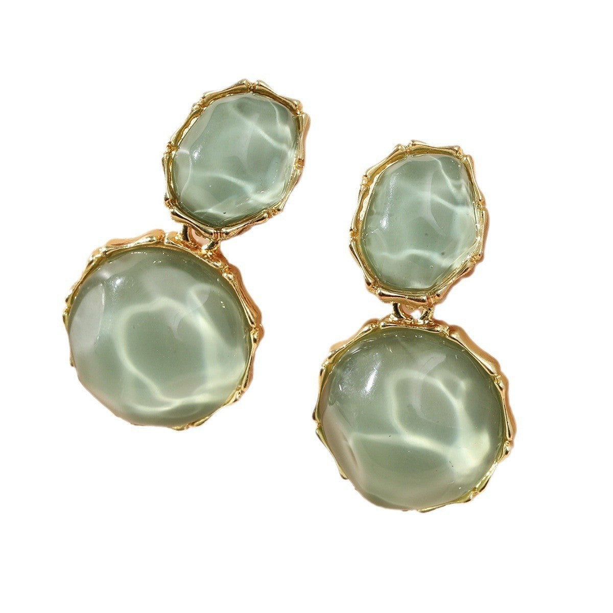 Asymmetric Light Green Creative Water Pattern Irregular Oval Earrings - Luxe Orna