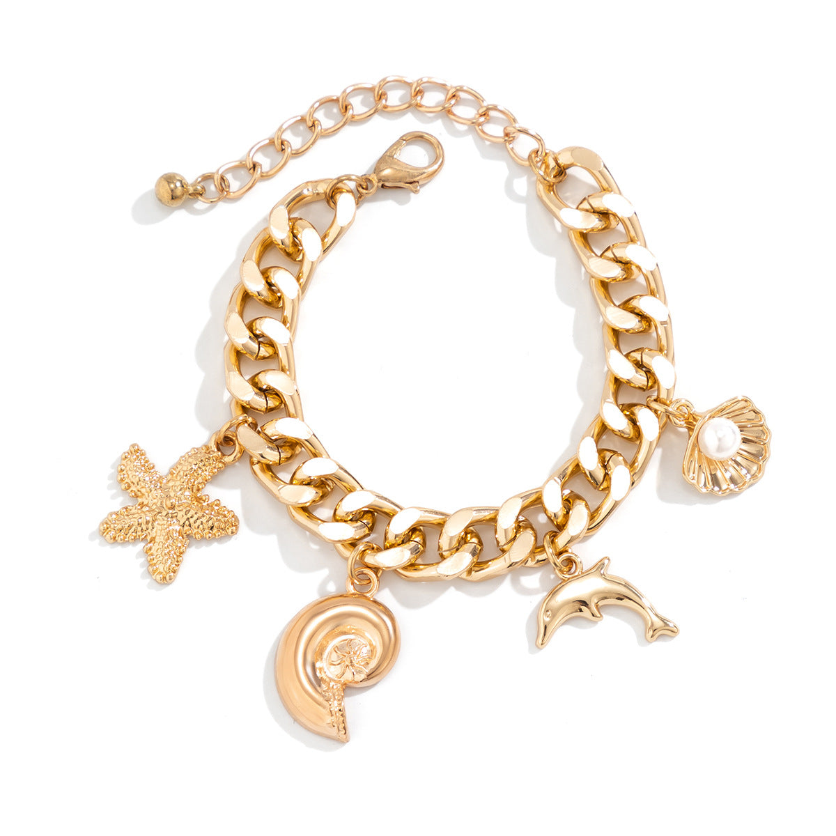 Creative Boho Conch Dolphin Starfish Pendant Choker Necklace Bracelets Women Trendy Vintage Tassel Chain Grunge Jewelry Fashion Jewelry - Luxe Orna