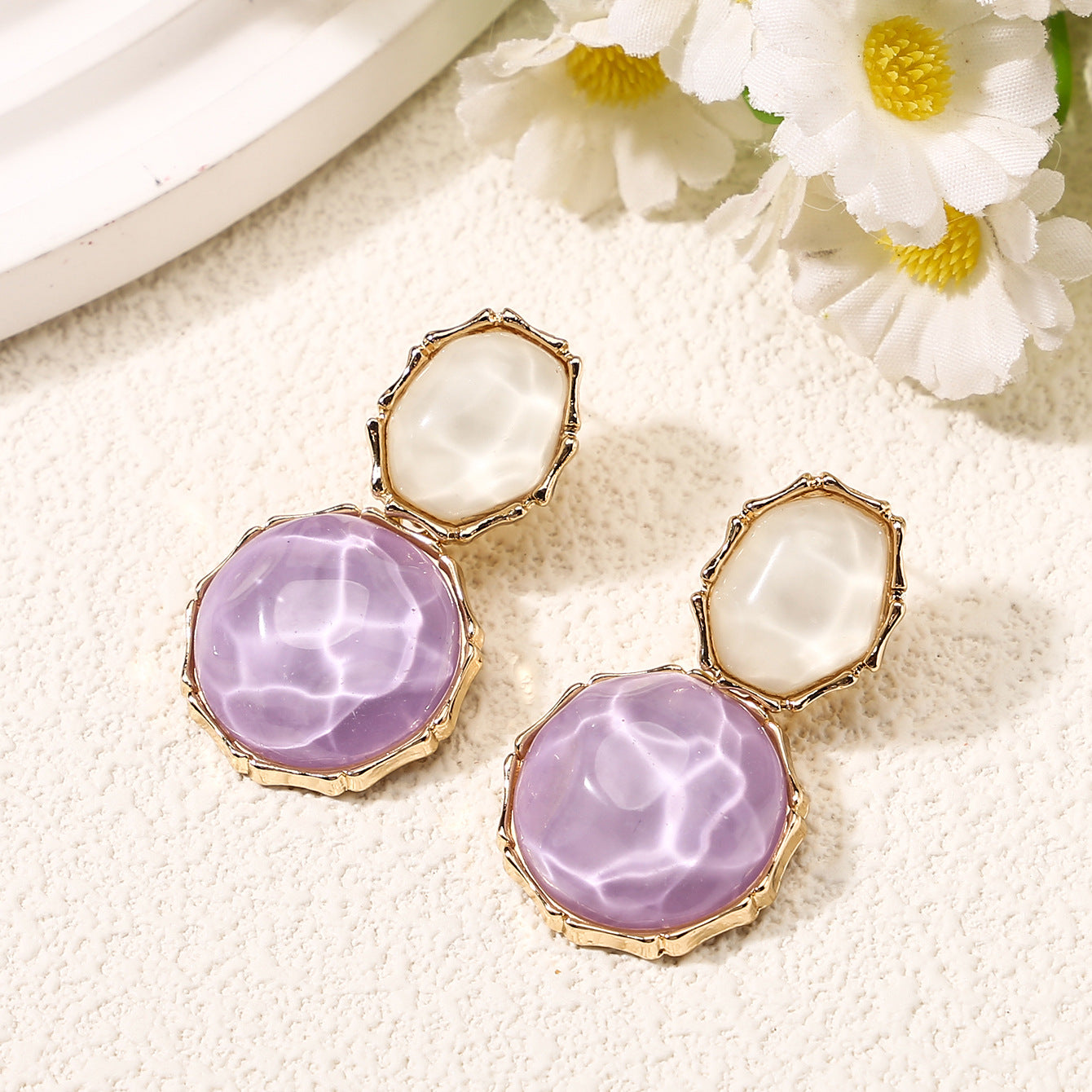 Asymmetric Light Green Creative Water Pattern Irregular Oval Earrings - Luxe Orna