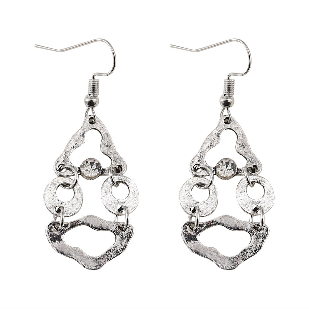 Artistic Retro Geometric Stitching Irregular Hollow-out Earrings - Luxe Orna