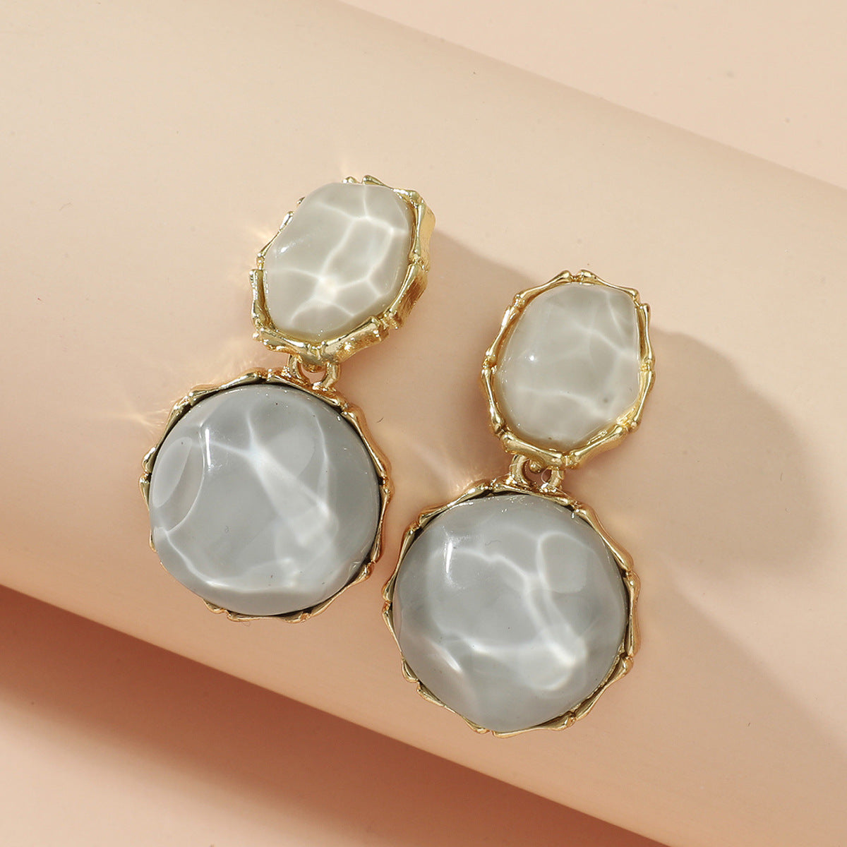 Asymmetric Light Green Creative Water Pattern Irregular Oval Earrings - Luxe Orna