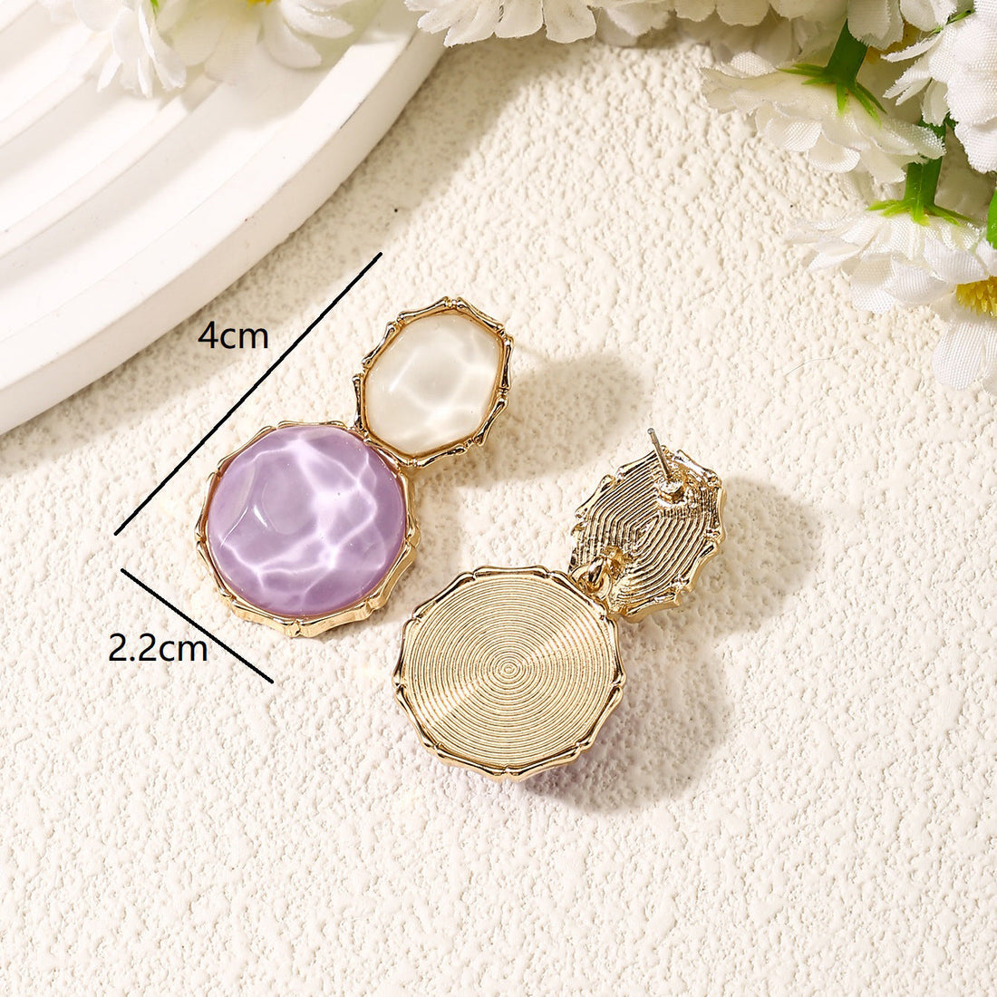 Asymmetric Light Green Creative Water Pattern Irregular Oval Earrings - Luxe Orna