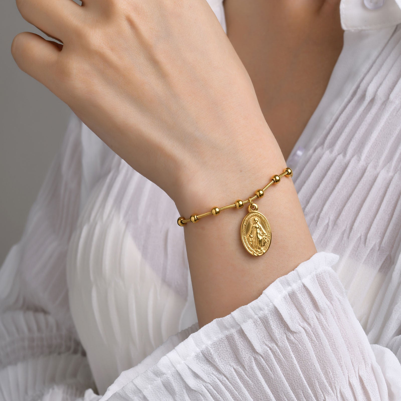 Cross Oval Stainless Steel Bracelet - Luxe Orna