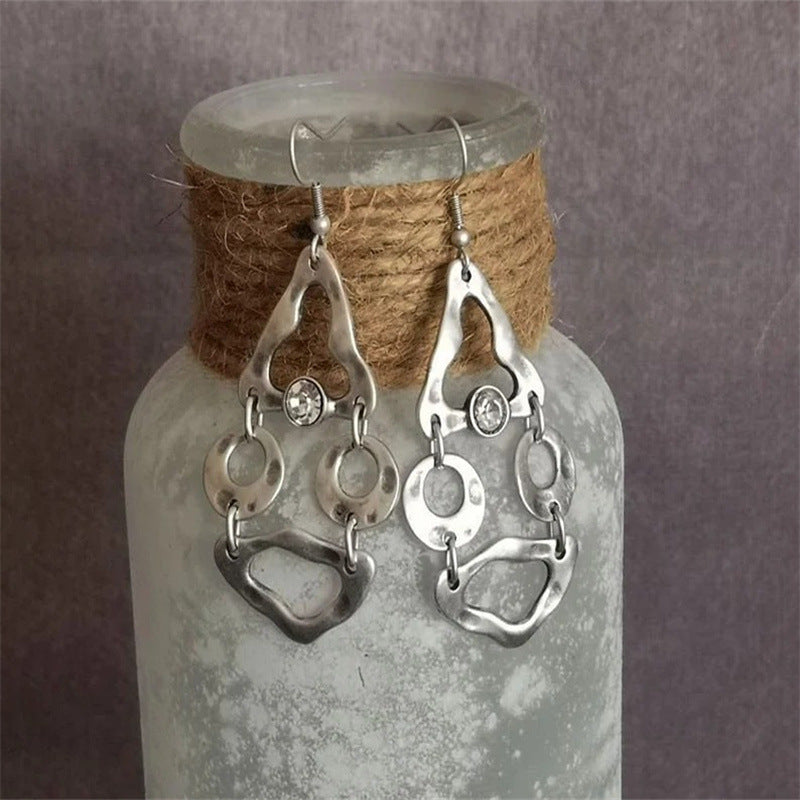Artistic Retro Geometric Stitching Irregular Hollow-out Earrings - Luxe Orna