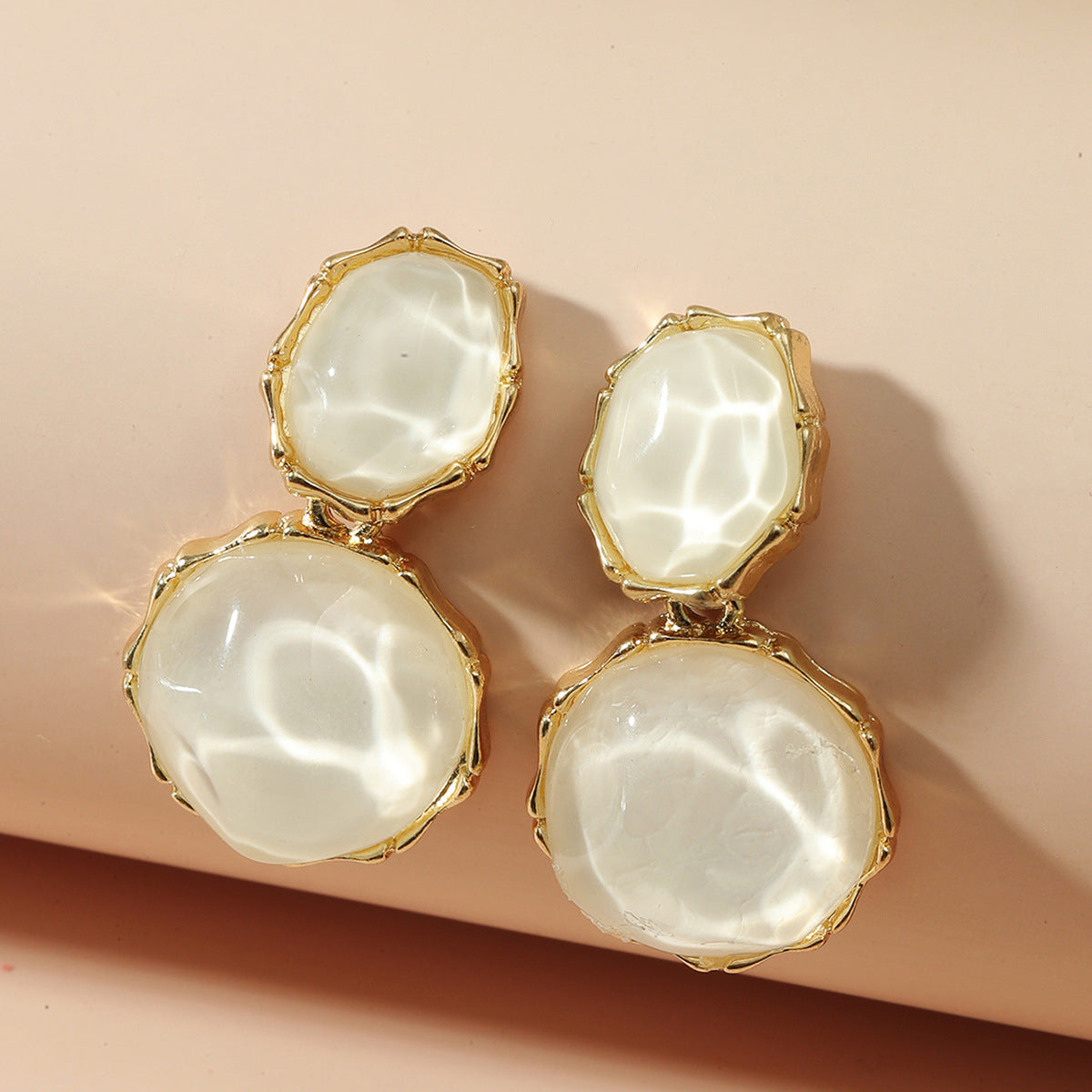Asymmetric Light Green Creative Water Pattern Irregular Oval Earrings - Luxe Orna