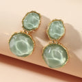 Asymmetric Light Green Creative Water Pattern Irregular Oval Earrings - Luxe Orna