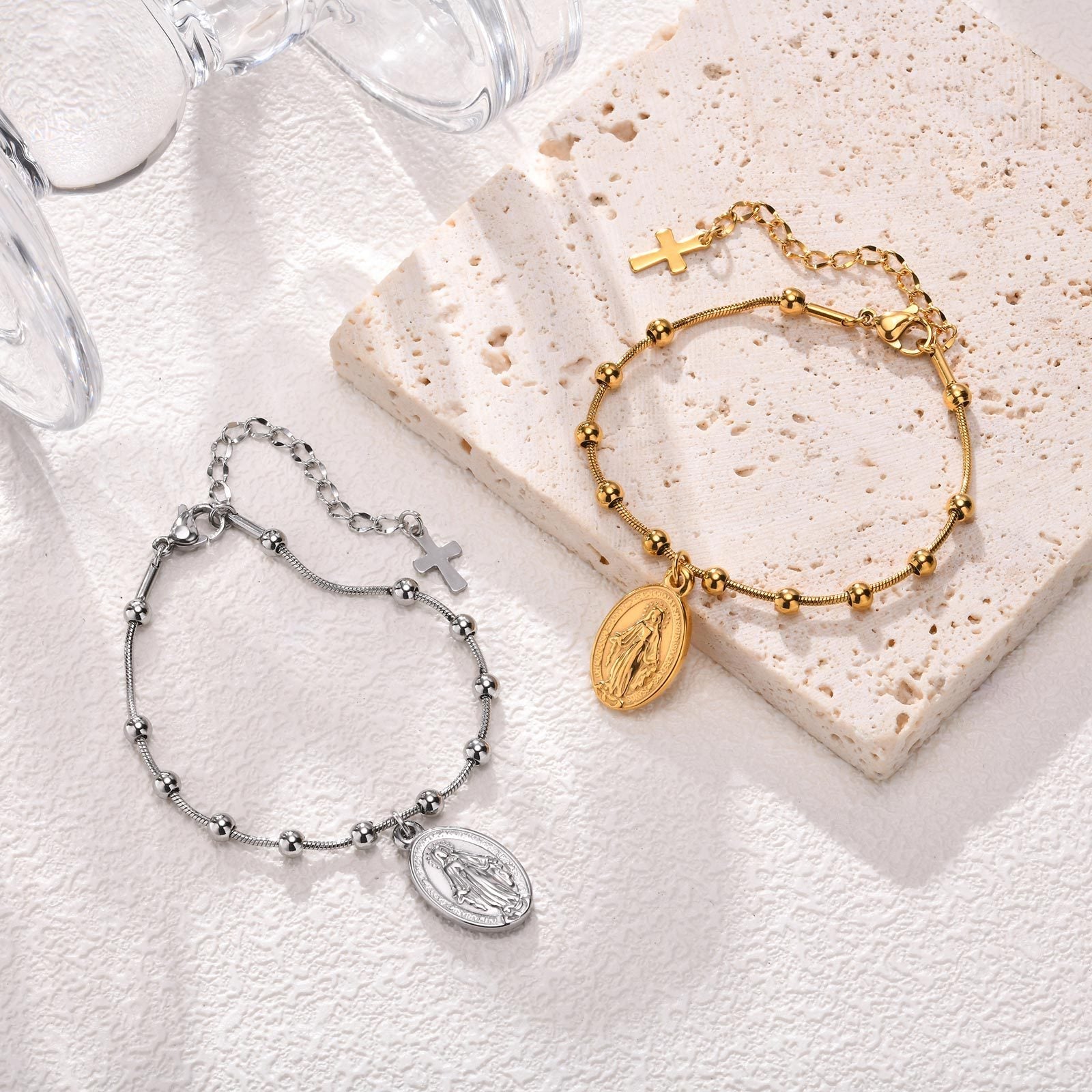 Cross Oval Stainless Steel Bracelet - Luxe Orna