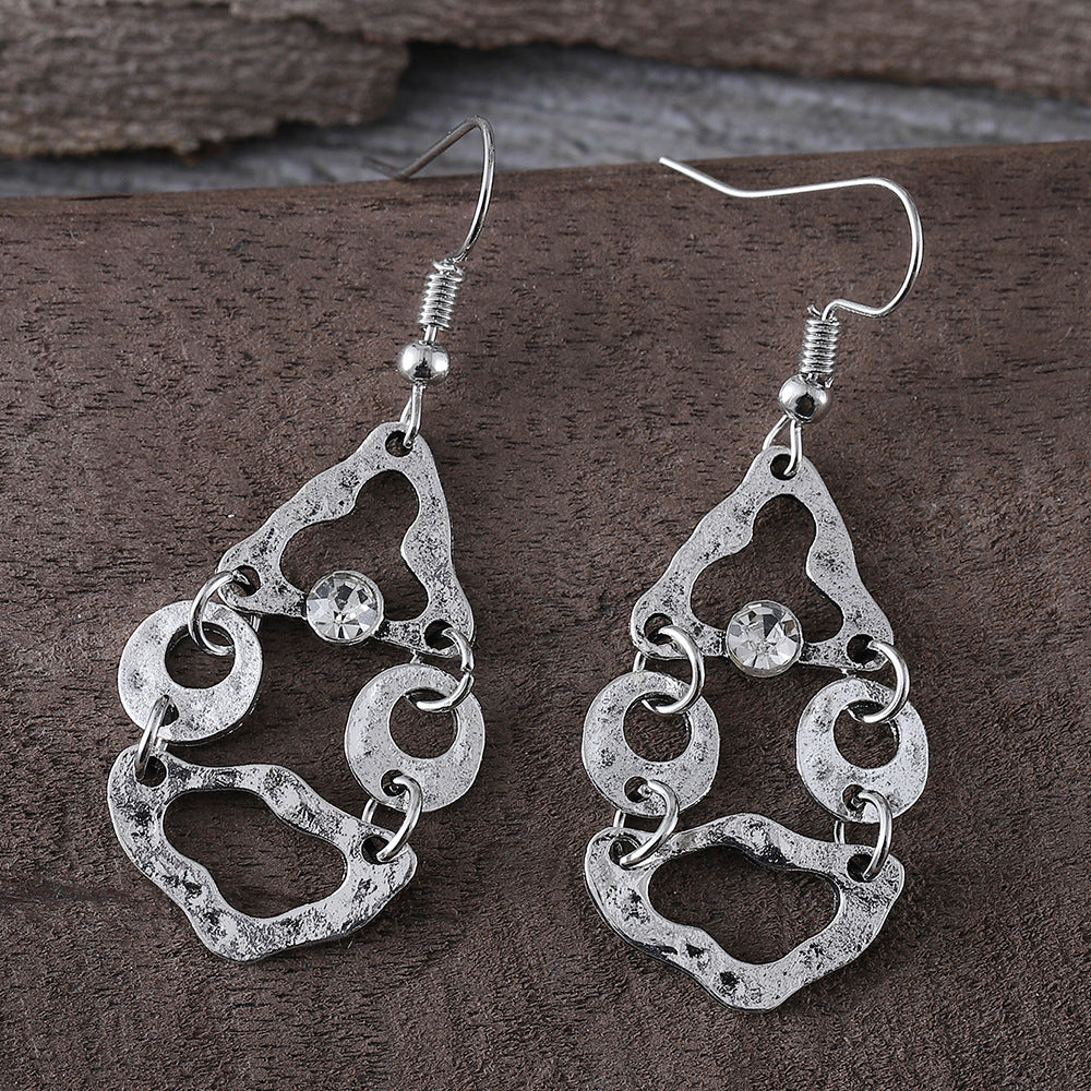 Artistic Retro Geometric Stitching Irregular Hollow-out Earrings - Luxe Orna