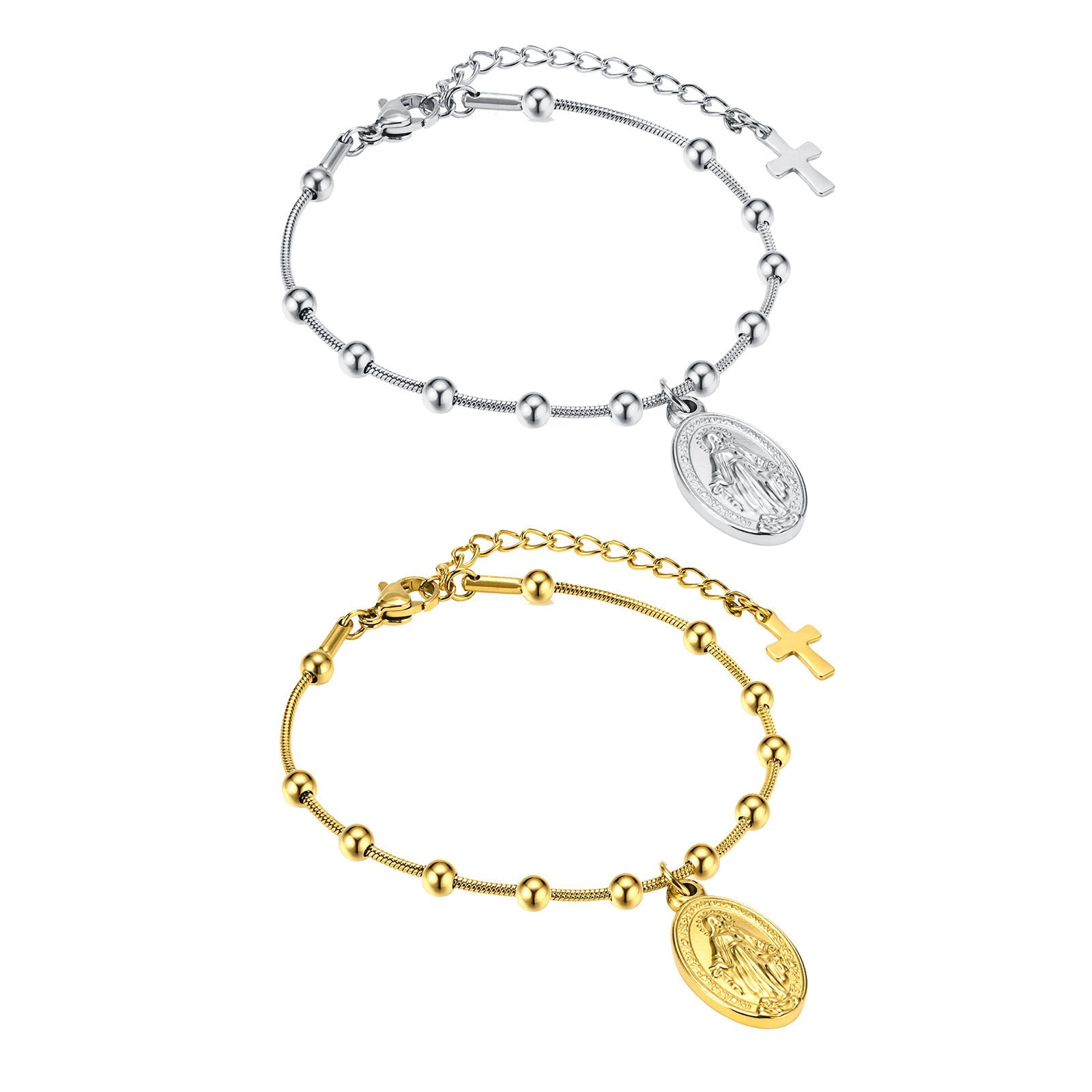 Cross Oval Stainless Steel Bracelet - Luxe Orna