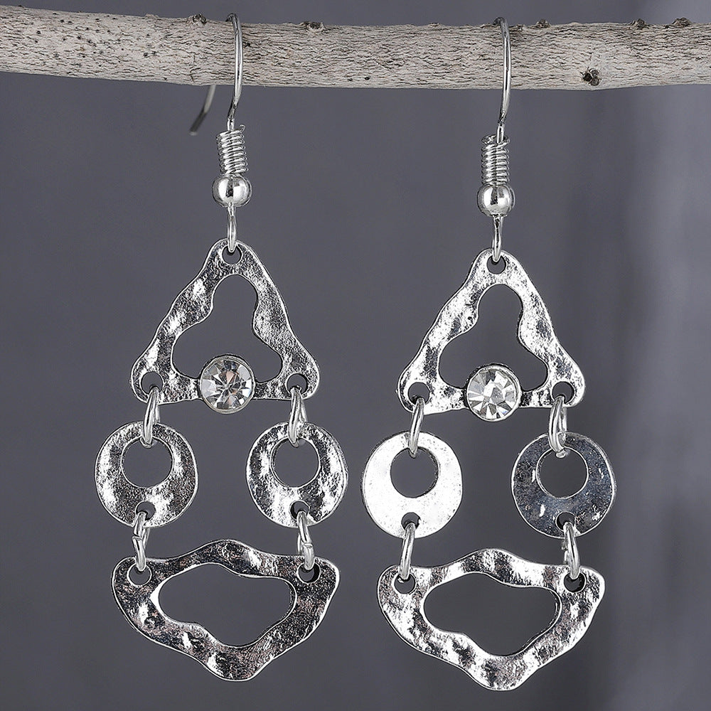 Artistic Retro Geometric Stitching Irregular Hollow-out Earrings - Luxe Orna