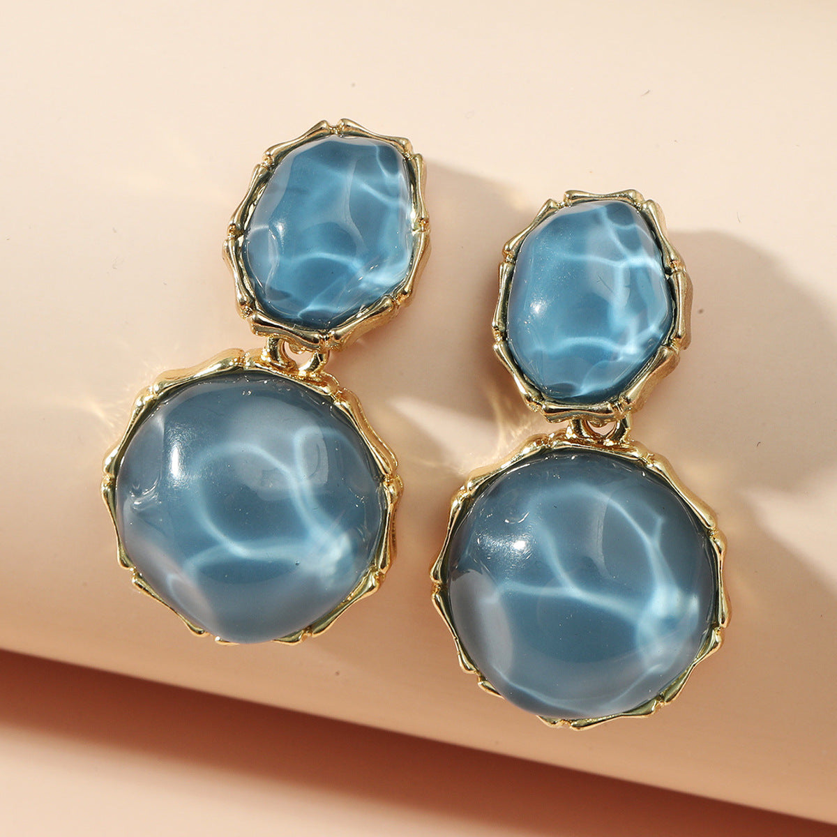 Asymmetric Light Green Creative Water Pattern Irregular Oval Earrings - Luxe Orna