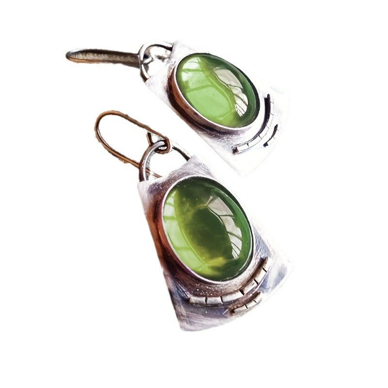 Antique Silver Inlaid Purple Stone Earrings Retro Creative - Luxe Orna