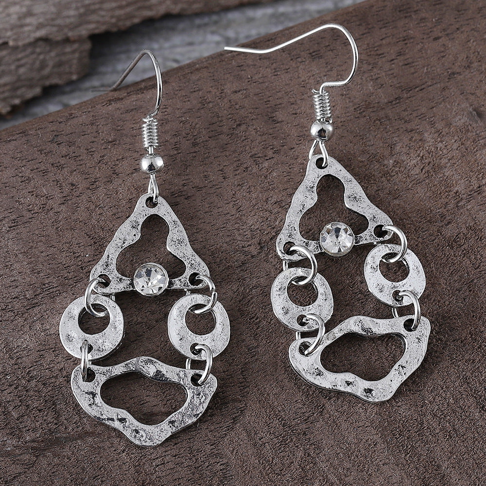 Artistic Retro Geometric Stitching Irregular Hollow-out Earrings - Luxe Orna