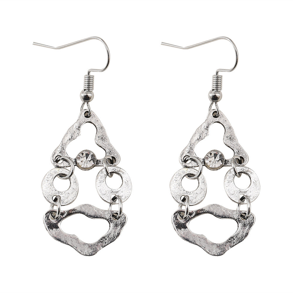 Artistic Retro Geometric Stitching Irregular Hollow-out Earrings - Luxe Orna