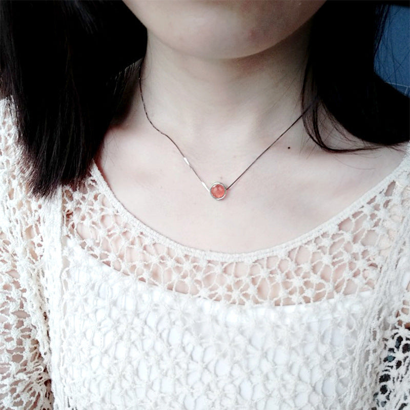 925 Sterling Silver Strawberry Quartz Necklace - Luxe Orna