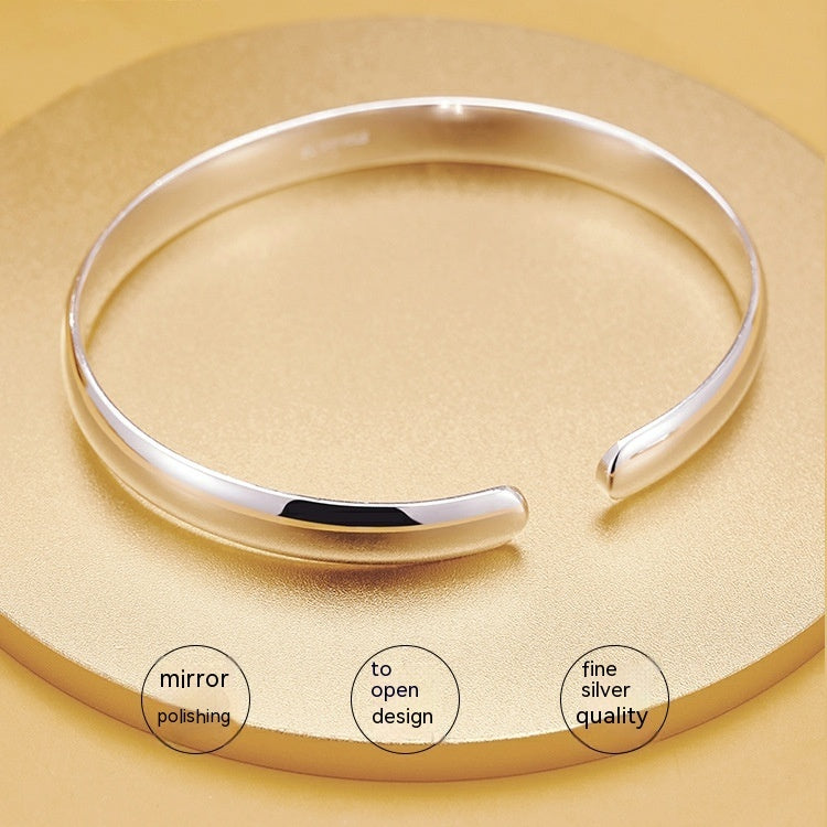 999 Sterling Silver Glossy Heart Sutra Bracelet Sterling Silver - Luxe Orna