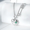 Cool Necklace Women's Fashion S925 Silver Emerald Heart Pendant Paper Clip - Luxe Orna