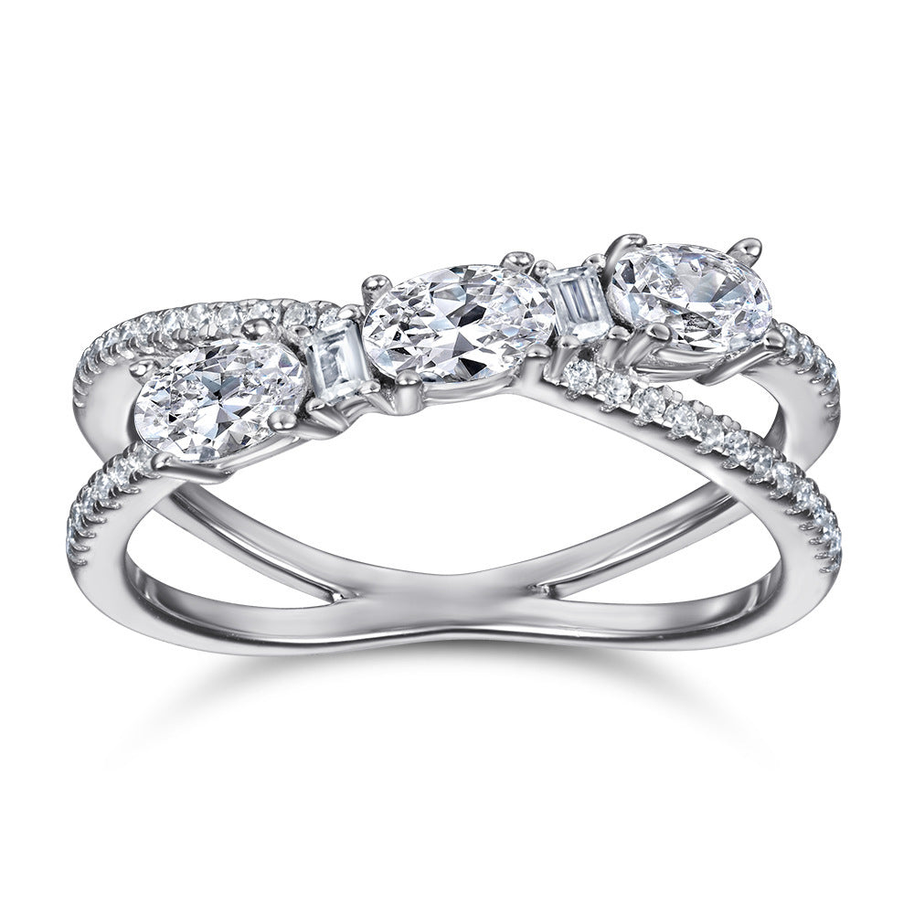 Rings 925 Silver Rotary Cross Denier Zircon Ring Women''s Wedding Engagement Ring - Luxe Orna