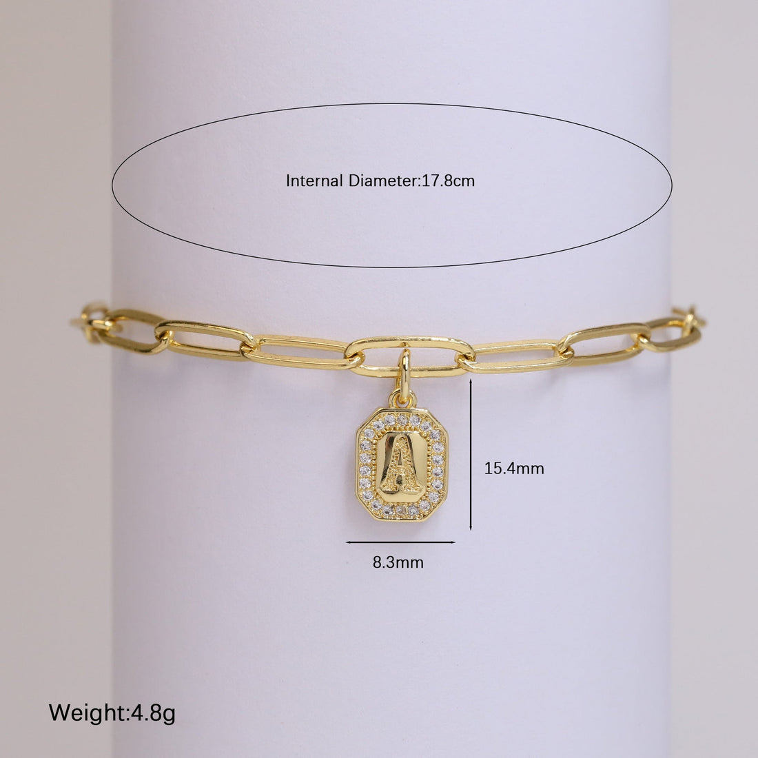 18k26 English Square Tags Letter Bracelet - Luxe Orna