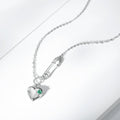 Cool Necklace Women's Fashion S925 Silver Emerald Heart Pendant Paper Clip - Luxe Orna